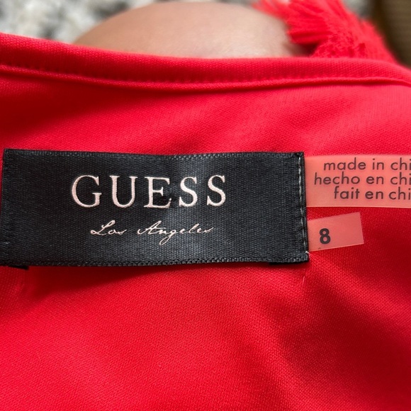 ❤️GUESS SZ 2 Red Scalloped Crochet Lace Dress size 8 - Picture 8 of 9